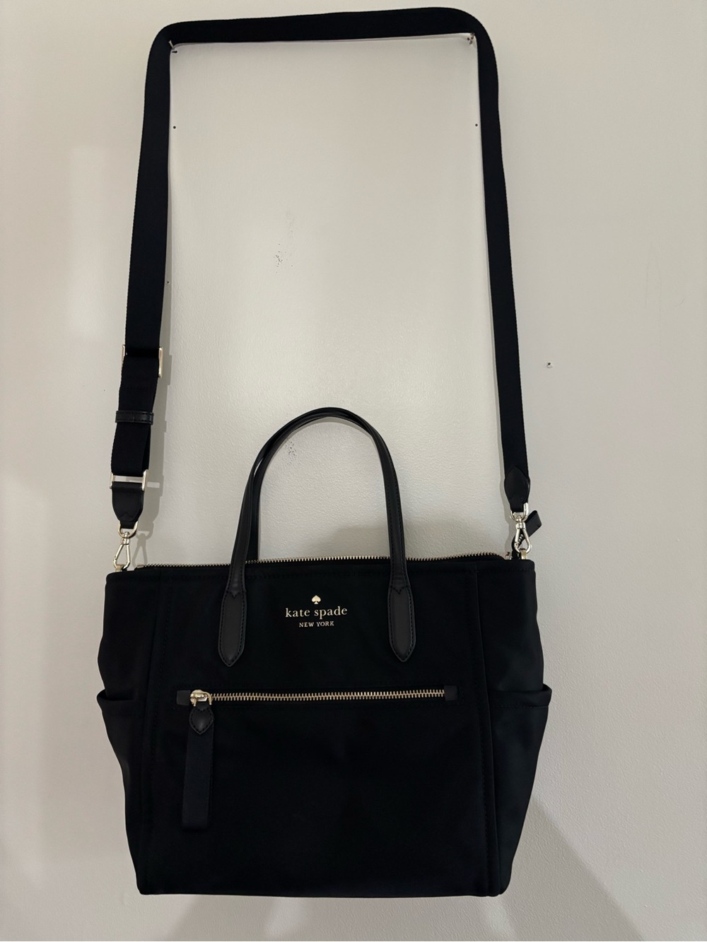 kate spade Black Nylon Crossbody Tote with Top Handles